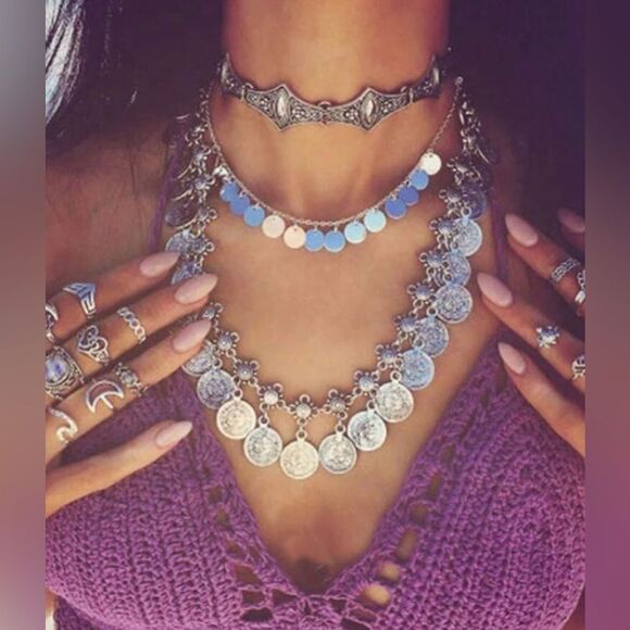 Elegant Silver Coin Necklace #1581 - Picture 2 of 5